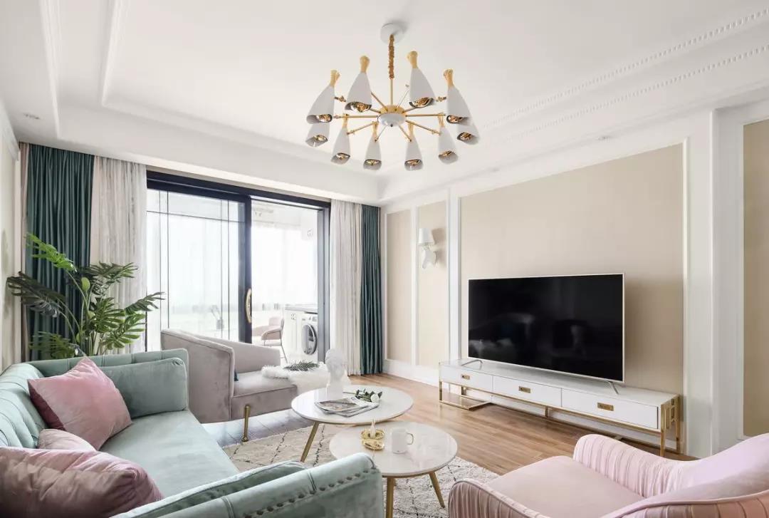 129m2溫馨三居室，美式裝修風格案例