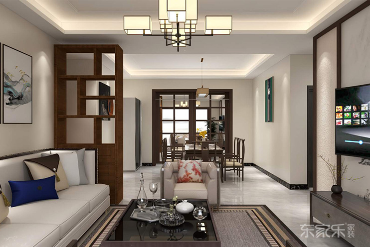 長沙洋湖明園160平米新中式風(fēng)格裝修案例