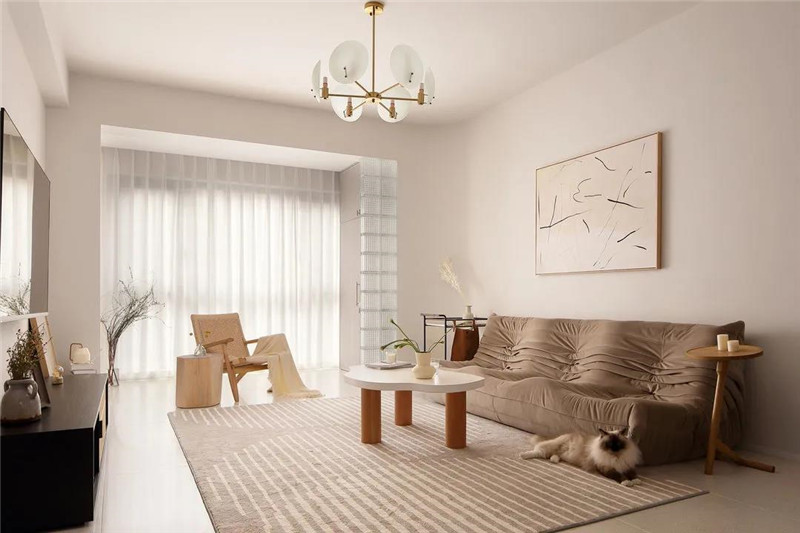 118㎡現代簡約三居室，全屋奶油色裝飾，溫柔優雅恬靜舒適