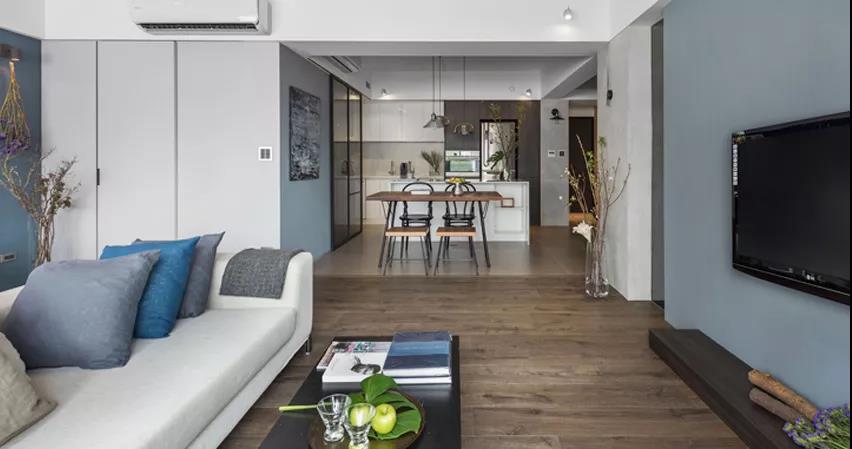 93㎡現(xiàn)代簡(jiǎn)約風(fēng)格室內(nèi)裝修效果圖，陽(yáng)臺(tái)落地窗太美了吧！