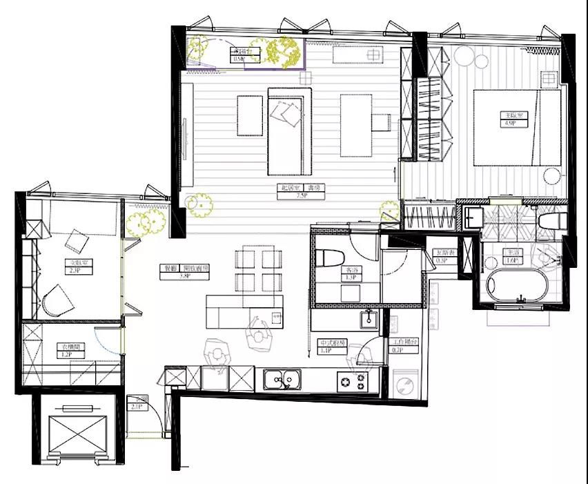 93㎡現(xiàn)代簡(jiǎn)約風(fēng)格室內(nèi)裝修效果圖，陽(yáng)臺(tái)落地窗太美了吧！